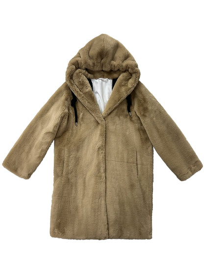 Cappotto fake fur con cappuccio