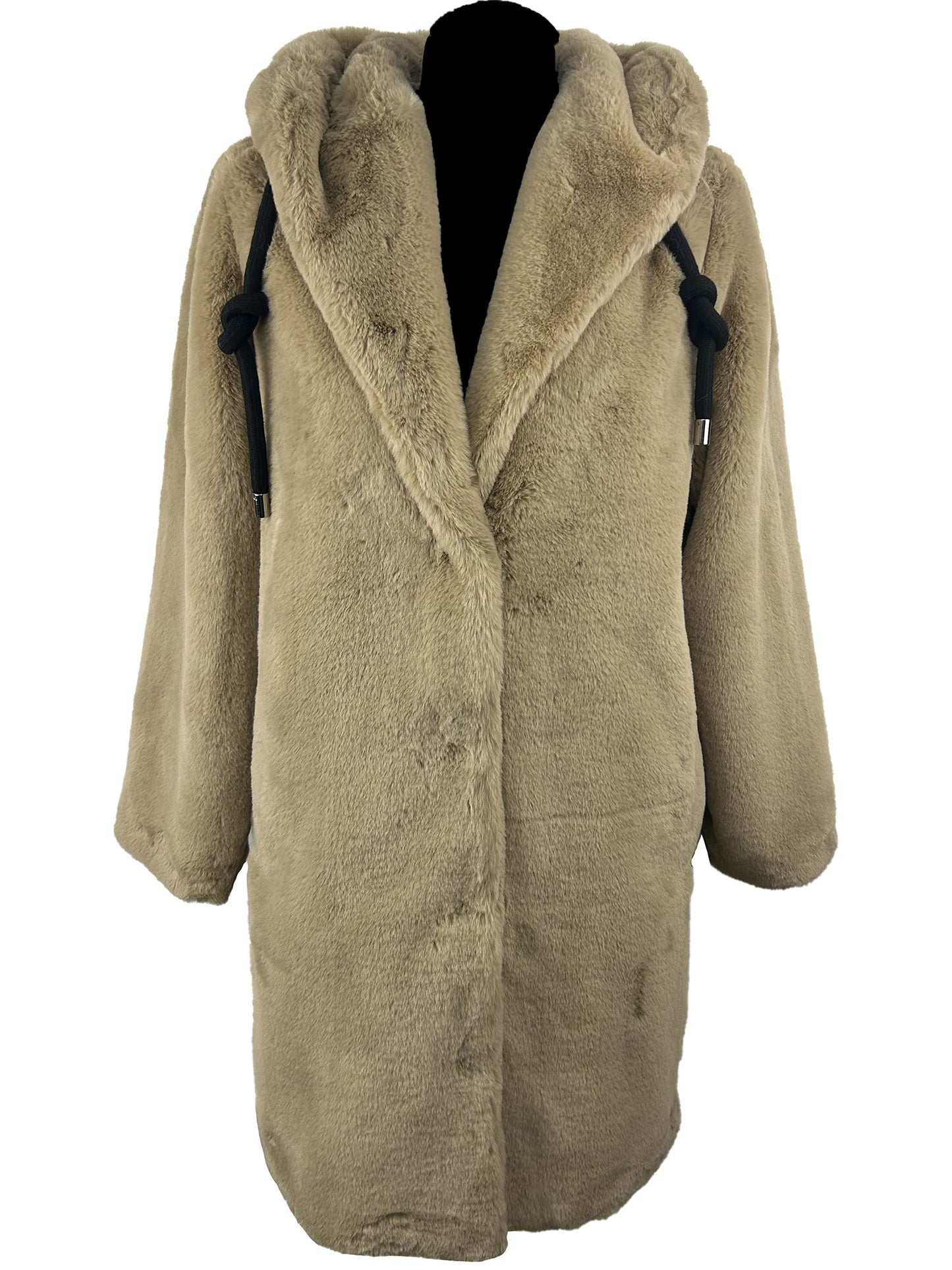 Cappotto fake fur con cappuccio