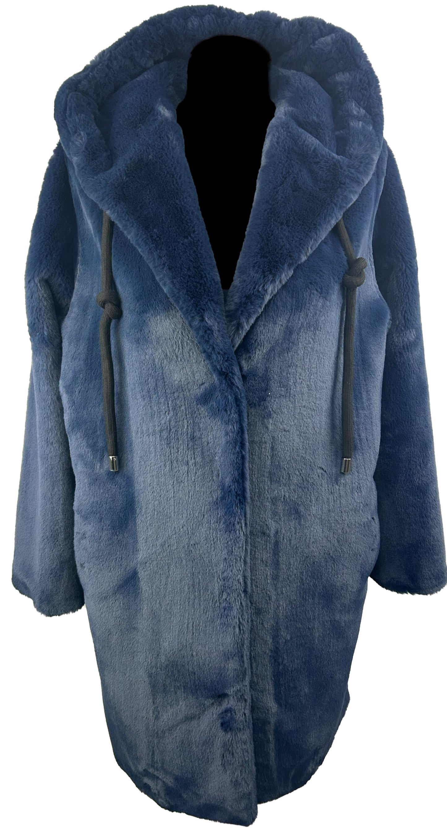 Cappotto fake fur con cappuccio